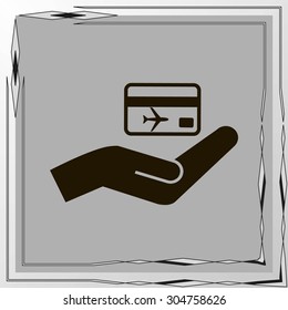 hand and ticket vector icon
