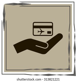 hand and ticket vector icon