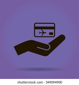 hand and ticket vector icon