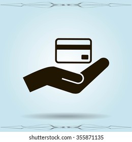 hand and ticket vector icon