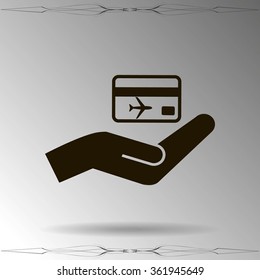 hand and ticket vector icon