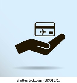hand and ticket vector icon