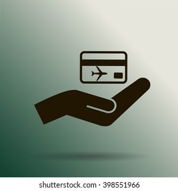 hand and ticket vector icon