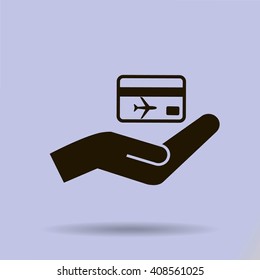hand and ticket vector icon