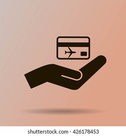 hand and ticket vector icon