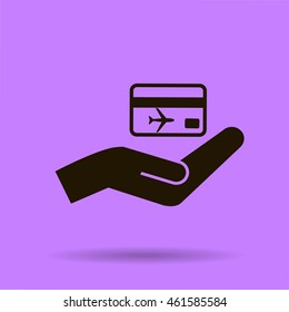 hand and ticket vector icon