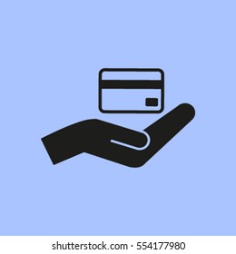 hand and ticket vector icon