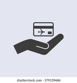hand and ticket vector icon