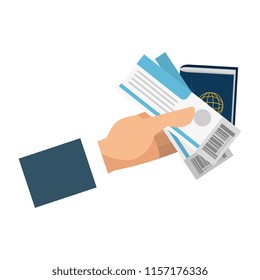 hand with tickets flight