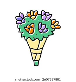 hand tied bouquet flower color icon vector. hand tied bouquet flower sign. isolated symbol illustration