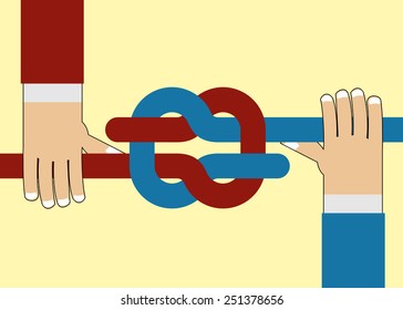 Hand tighten the knot.