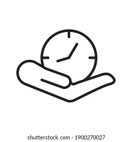 hand with time clock watch line style icon vector illustration design