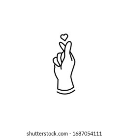 Handwinziges Liebeszeichen-Symbol in schlichtem Vektorillustration-Logo. Vektorillustration des Handliebe-Symbols auf isoliertem Hintergrund
