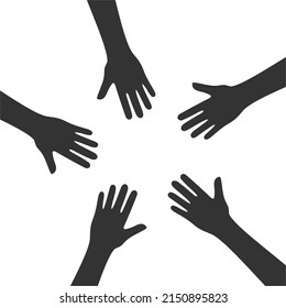 Hand together. Hands of teamwork icon isolated on white background flat sign vector