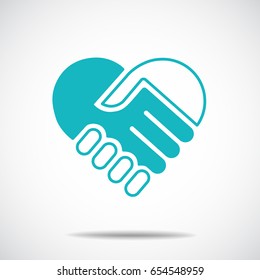 Manos juntas. Símbolo del corazón. Vector