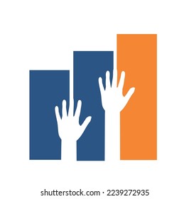 Hand Up Together Logo, Vektorsymbol - Unterschrift auf weißem Hintergrund einzeln