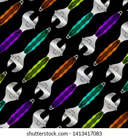 Hand tool background. Adjustable wrench, in a realistic style. 45 degree tilt. With a handle of different colors.