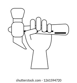 Hand with tool black and white