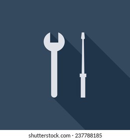  Hand tool flat icon. Modern flat icons with long shadow effect in stylish colors. Icons for Web and Mobile Application. EPS 10.