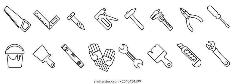 Hand tool icons. Set of tools icons for construction and repair. EPS 10.