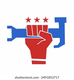 hand and tool labor day poster vector