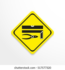 Hand tool. Level, square and pliers. Vector icon.