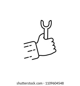 hand with a tool outline icon. Element of construction icon for mobile concept and web apps. Thin line hand with a tool outline icon can be used for web and mobile on white background