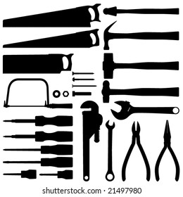 Hand tool silhouette collection vectors