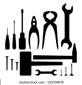 Hand tool silhouette set