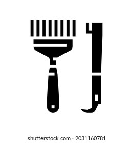 hand tools beekeeping glyph icon vector. hand tools beekeeping sign. isolated contour symbol black illustration