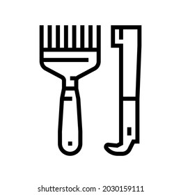 hand tools beekeeping line icon vector. hand tools beekeeping sign. isolated contour symbol black illustration