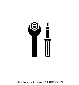 Hand tools black icon concept. Hand tools flat  vector symbol, sign, illustration.