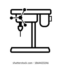 Hand tools, electric rechargeable. Vector icon for drilling and twisting. Black on white background icon