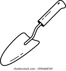 Hand tools for garden. Vector outline icon.