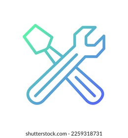 Hand tools gradient linear vector icon. Automobile repair workshop. Settings. Routine maintenance. Wrench, screwdriver. Thin line color symbol. Modern style pictogram. Vector isolated outline drawing