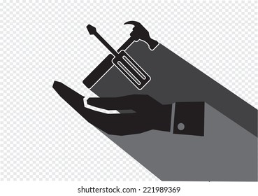 Hand and Tools Hammer icon