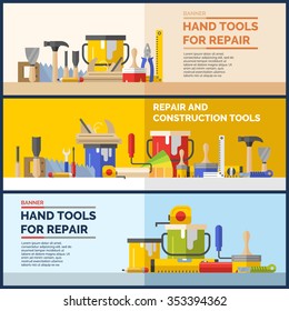 Herramientas manuales para la renovación y construcción de casas. 