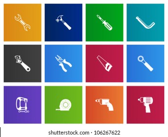 Hand tools icon series in Metro style