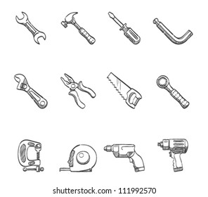 Hand tools icon series in sketch