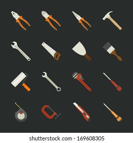 Hand tools icon set , flat design , eps10 vector format