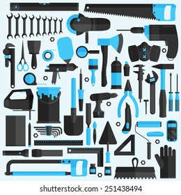 Hand tools icon set , flat design , eps10 vector format