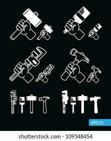 Hand tools icon set vector
