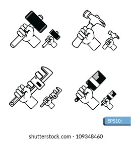 Hand tools icon set vector