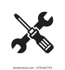 Ícone de ferramentas Mão. Mostrando chave de fenda e chave de fenda cruzadas para reparos, manutenção e tarefas de fixação.