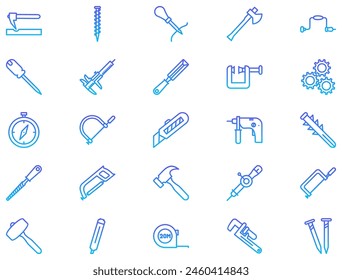 Hand Tools Line Gradient Icon pictogram symbol visual illustration Set