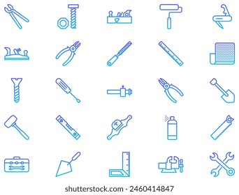 Hand Tools Line Gradient Icon pictogram symbol visual illustration Set