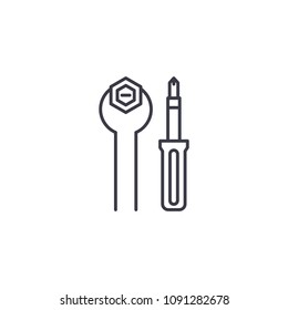 Hand tools linear icon concept. Hand tools line vector sign, symbol, illustration.