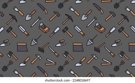 Hand tools on grey background. 