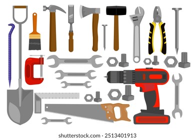 Hand tools pack vector miscellaneous