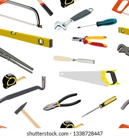 hand tools pattern realistic vector illustration